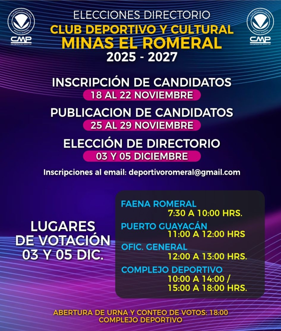 Elecciones Directorio Club Deportivo y Cultural Minas El Romeral